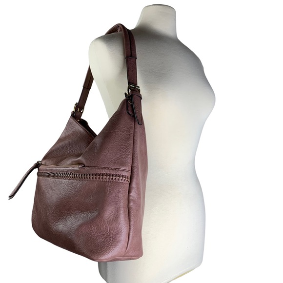 NEW Medium Chocolate Brown Large Hobo Style Silhouette Gold Accents 13”x5.5”x14” - Picture 2 of 11